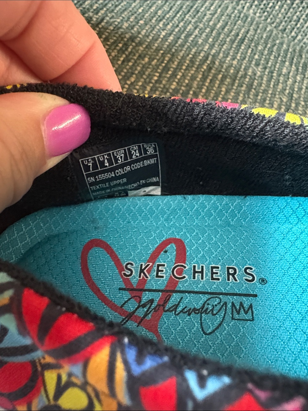 Skechers Women's Slip-On Espadrilles in Multicolor Heart Print - Picture 5 of 5